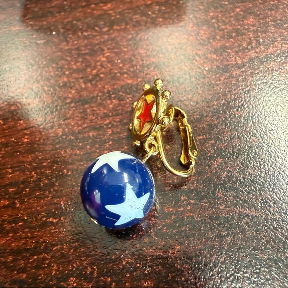 Avon “Star Spangled” dangle Gold and Blue Nautical clip Earrings NIB 1992 - Picture 4 of 6